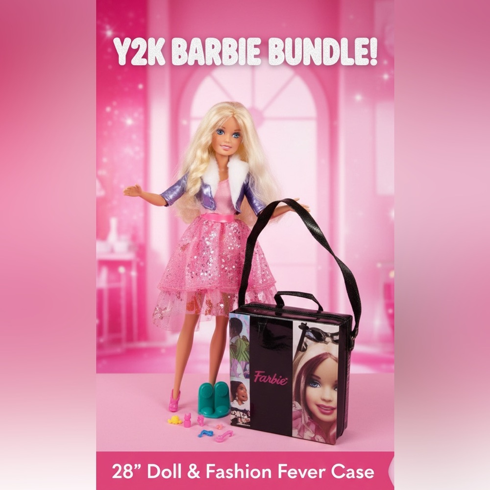 28” Life-Size Barbie Doll Vintage Y2K & Fashion Fever Travel Case